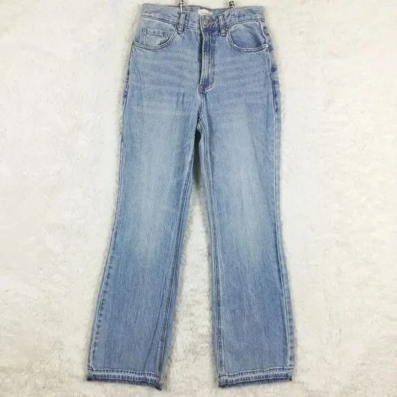 Pacsun Womens Jeans Boot Cut High Rise Denim Light Wash Stretch Unhemmed 26 - Picture 1 of 12